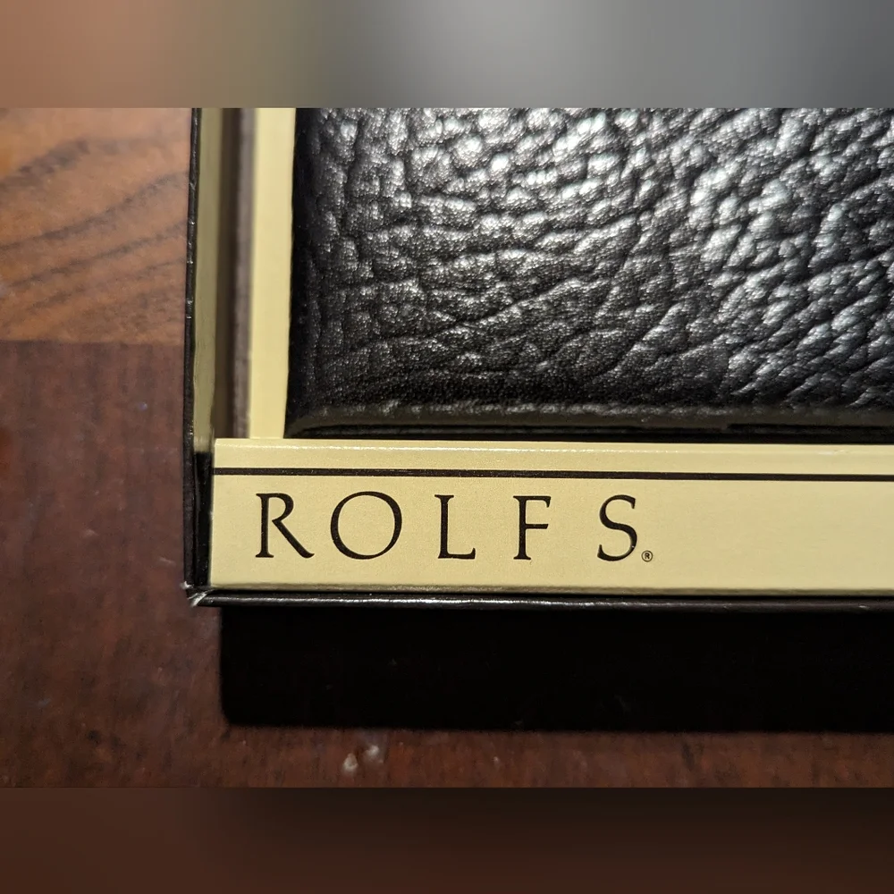 Men's Vintage ROLFS Bi-Fold Black Cowhide Leather Billfold Wallet New In Box NOS